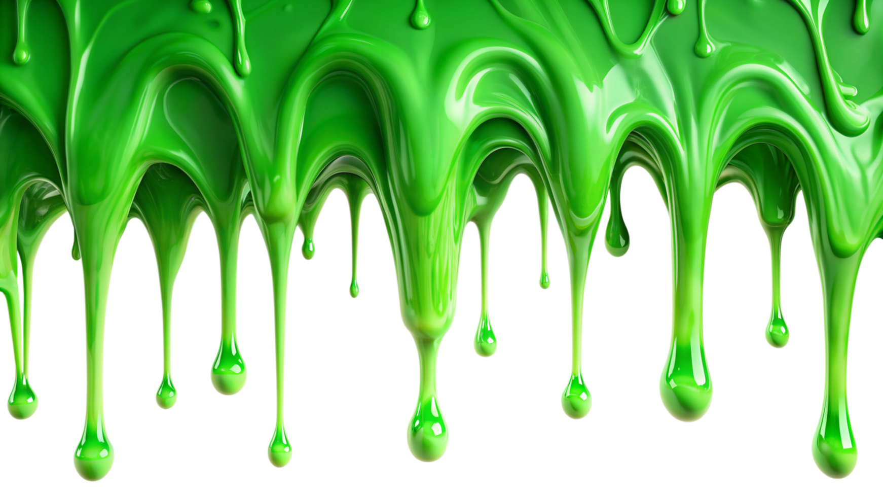 Bright Green Slime Dripping Downwards on Black Background, Viscous Liquid Texture, Abstract Gooey Substance png
