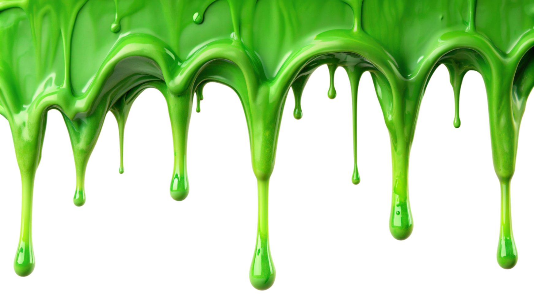Bright Green Goo Dripping Downward on Black Background Viscous Liquid Slime Abstract Texture png