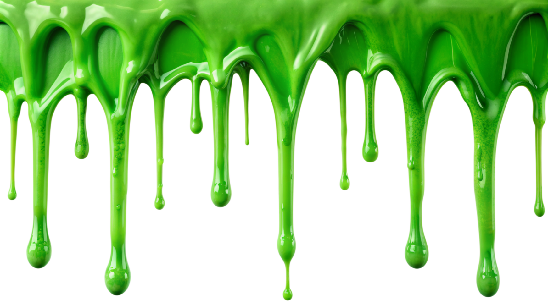 Bright Green Slime Dripping Downwards on Black Background Viscous Gooey Substance png