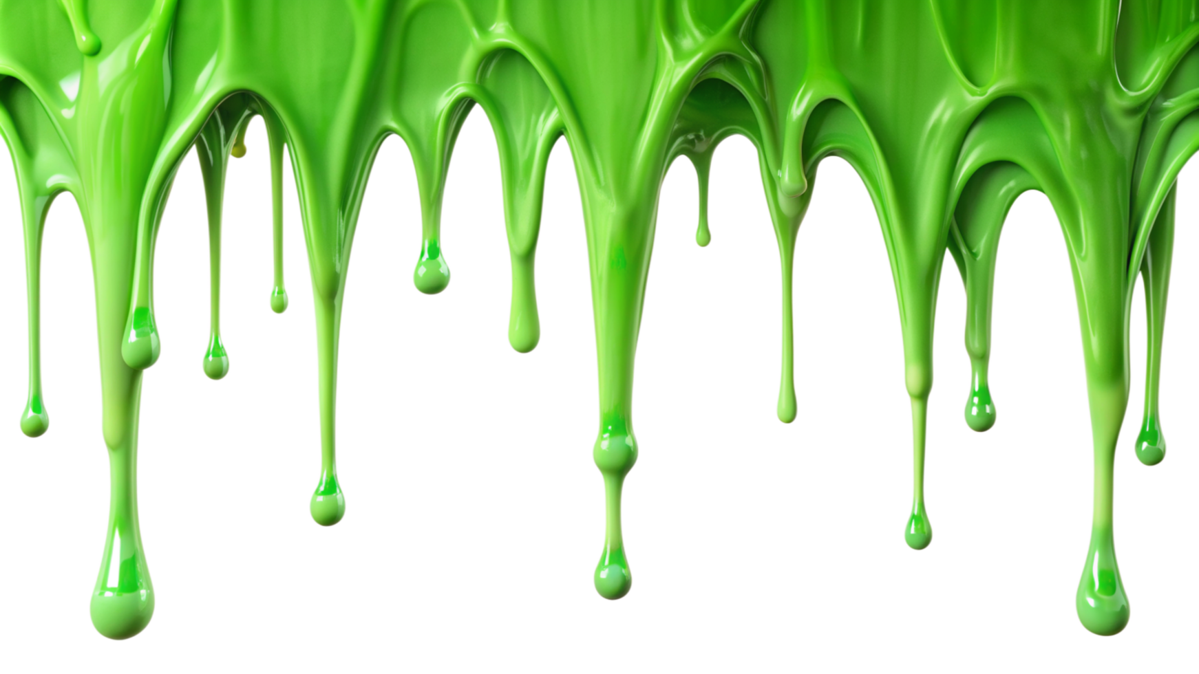 Bright Green Slime Dripping Downwards on Black Background. Viscous Gooey Substance png