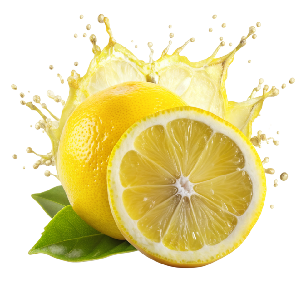 Refreshing Yellow Lemon Splash Juicy Citrus Fruit Healthy Vitamin C png