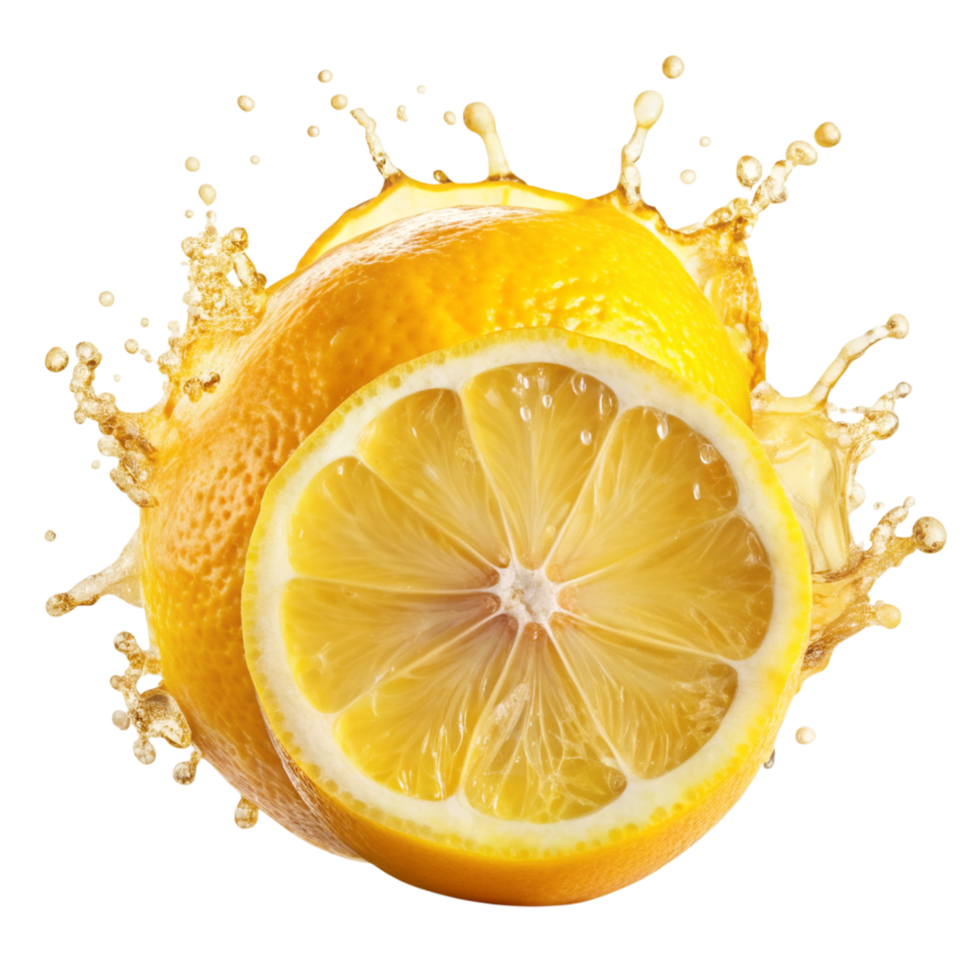 Fresh Lemon and Orange Slices with Splashing Juice png