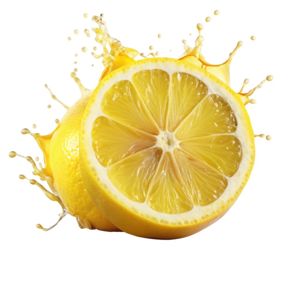 Juicy Lemon Slices with Splashing Citrus Juice png