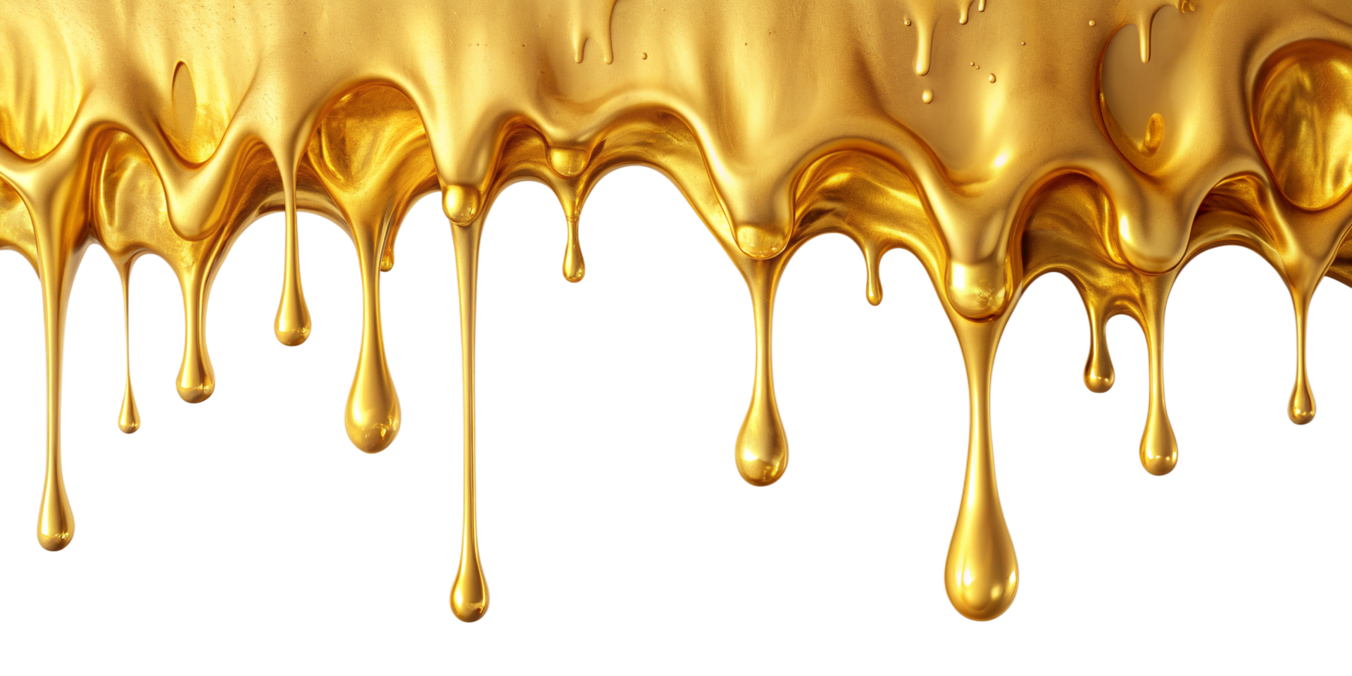 Golden Liquid Dripping Down on Black Background Luxury Abstract Texture png