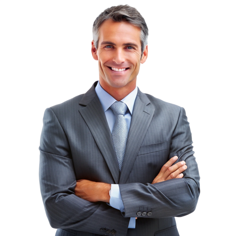 Portrait of a Successful and Confident Businessman in a Gray Suit png