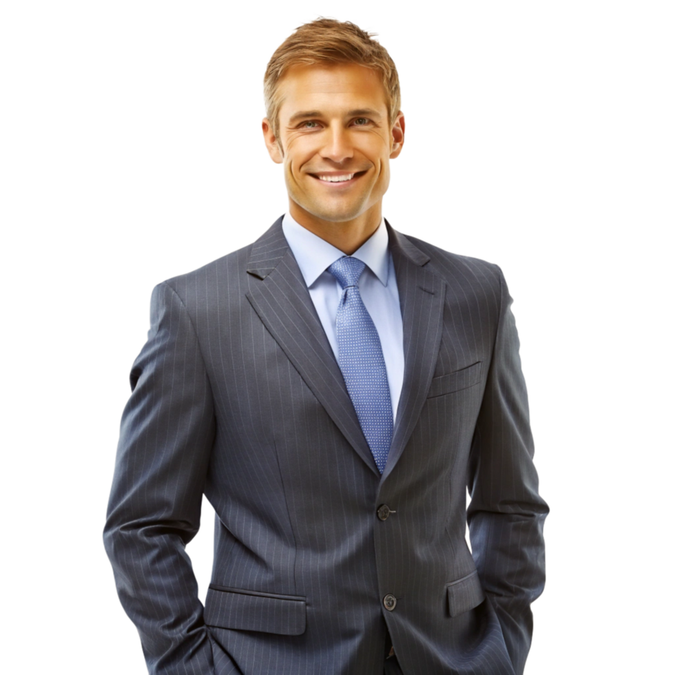 Portrait of a Happy Successful Businessman in a Pinstripe Suit png