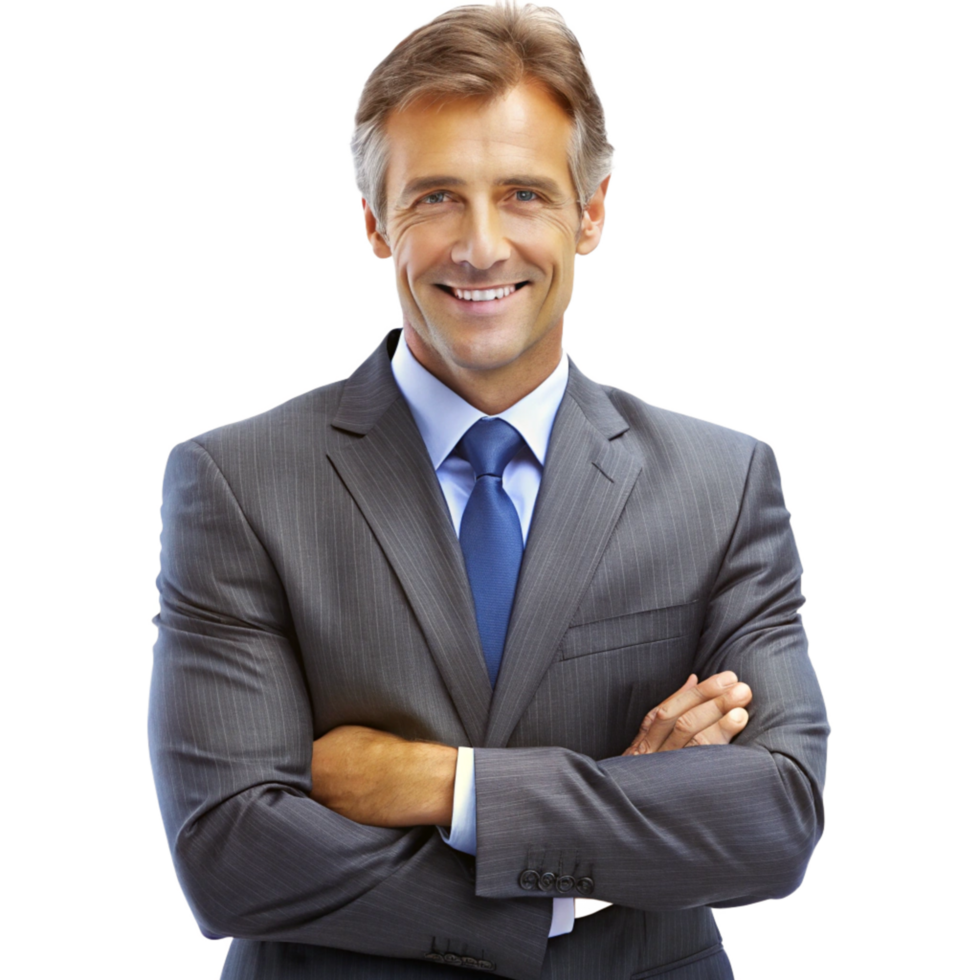 Portrait of a Successful and Confident MiddleAged Businessman in a Gray Suit png