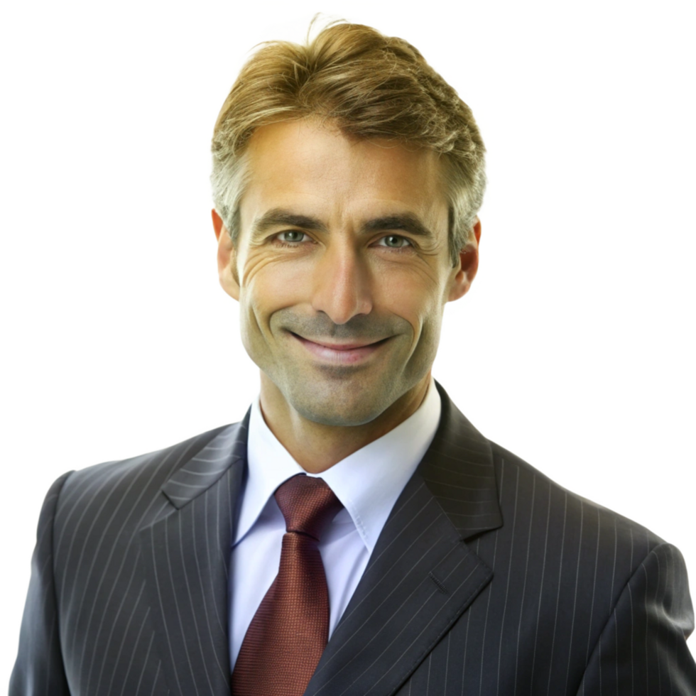 Portrait of a successful businessman wearing a pinstripe suit and red tie png