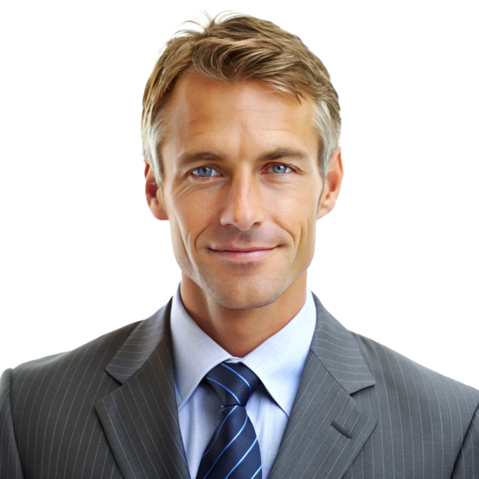 Confident and Successful Businessman in Pinstripe Suit png