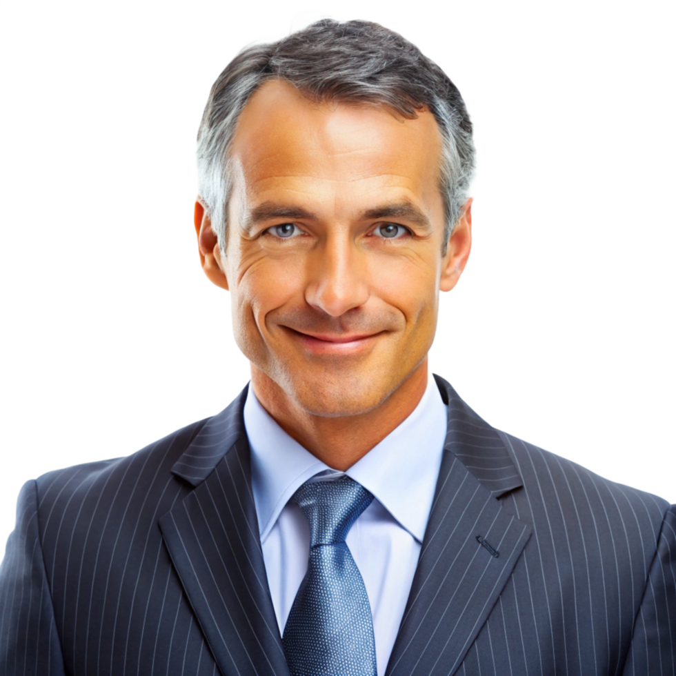 Portrait of a Confident and Successful MiddleAged Businessman in a Pinstripe Suit png