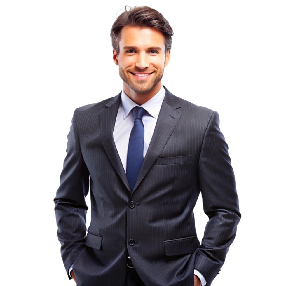 Portrait of a Confident and Successful Businessman in a Stylish Pinstripe Suit png