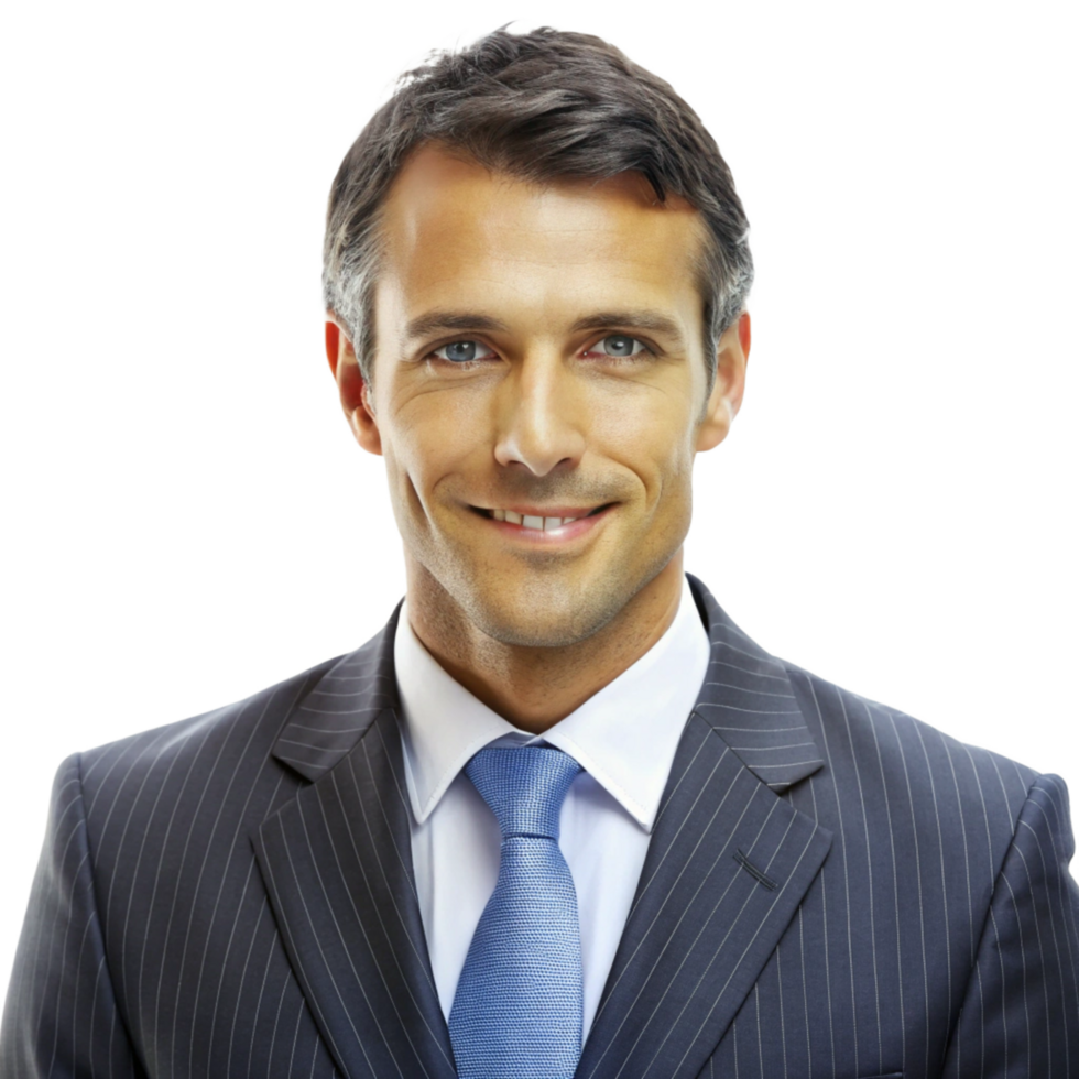 Portrait of a Handsome Smiling Businessman in a blue Pinstripe Suit png