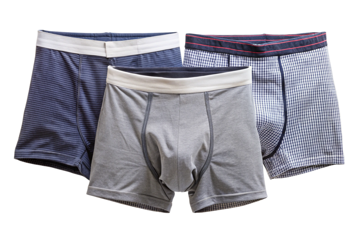 Three Men's Boxer Shorts in Different Colors and Patterns png