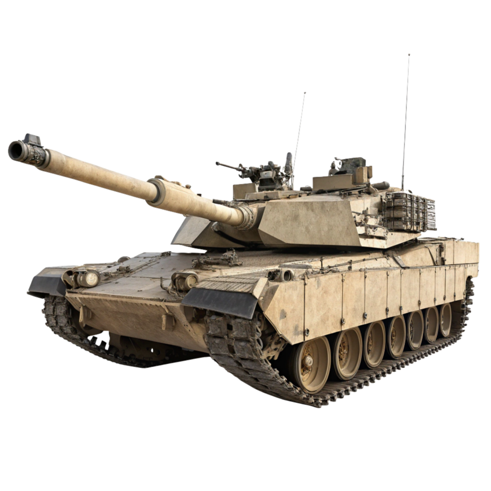 Powerful Military Tank in Desert Camouflage A Detailed View of Modern Armored Warfare Vehicle png