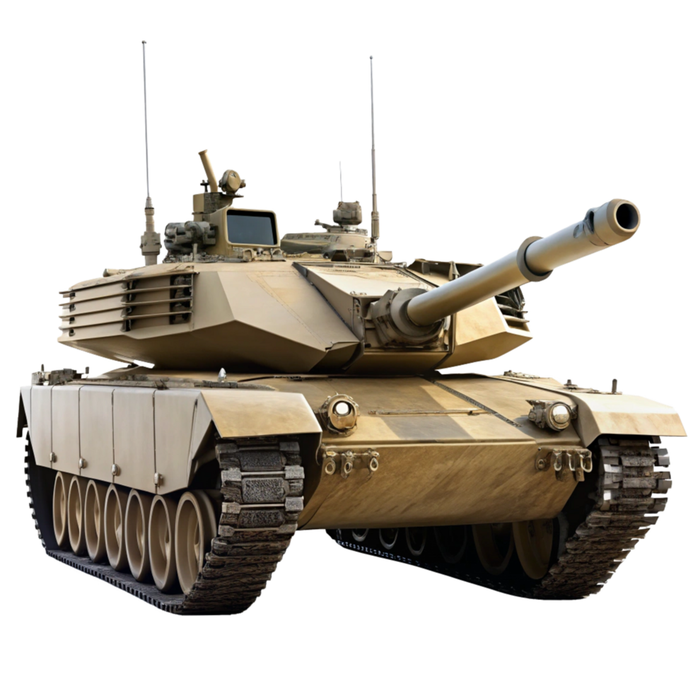 Modern Main Battle Tank on Black Background Powerful Military Vehicle png