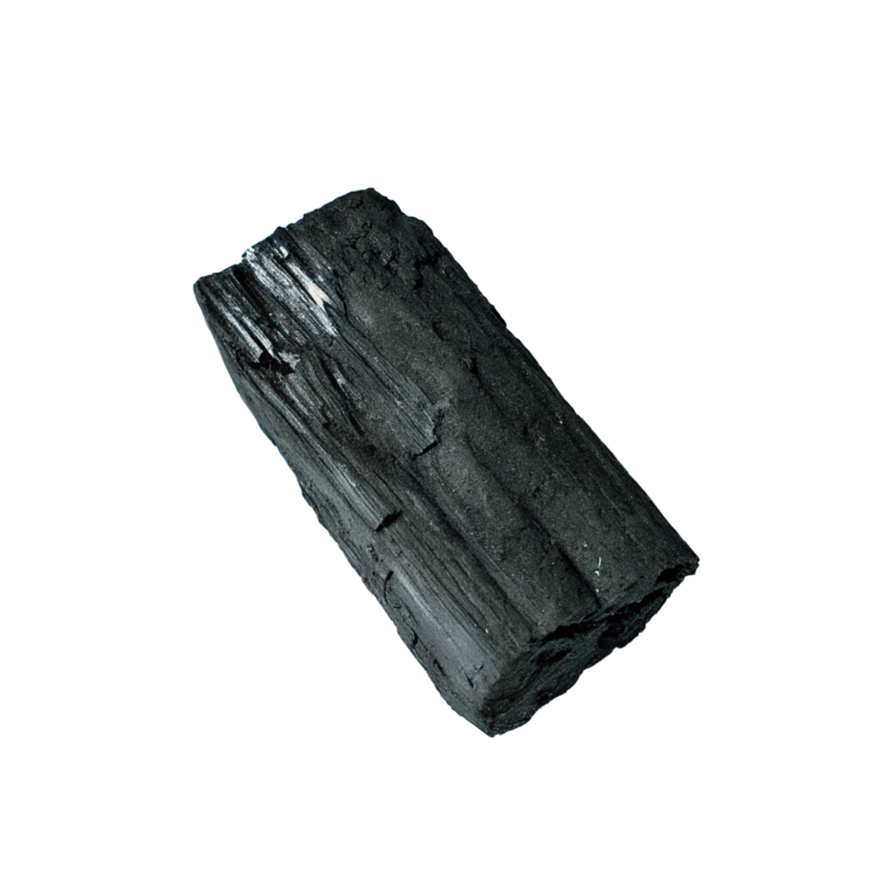 A Single Piece of Black Charcoal Isolated on Black Background High Resolution Image png