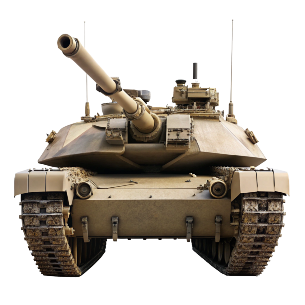 Front View of a Modern Main Battle Tank on Black Background png