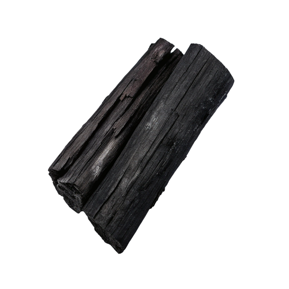 Highquality image of two pieces of black charcoal on black background png