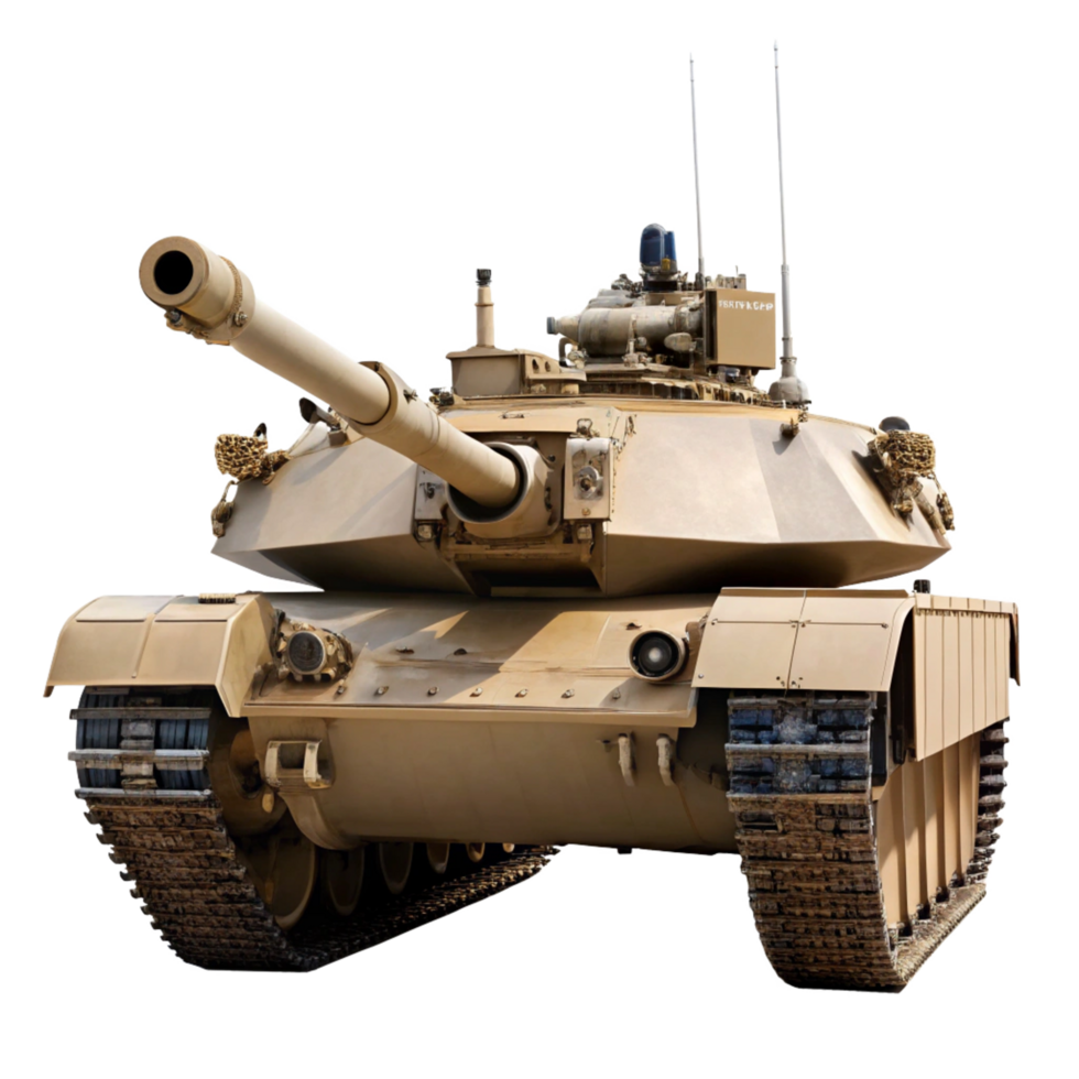 Closeup View of a Modern Main Battle Tank in Desert Camouflage png