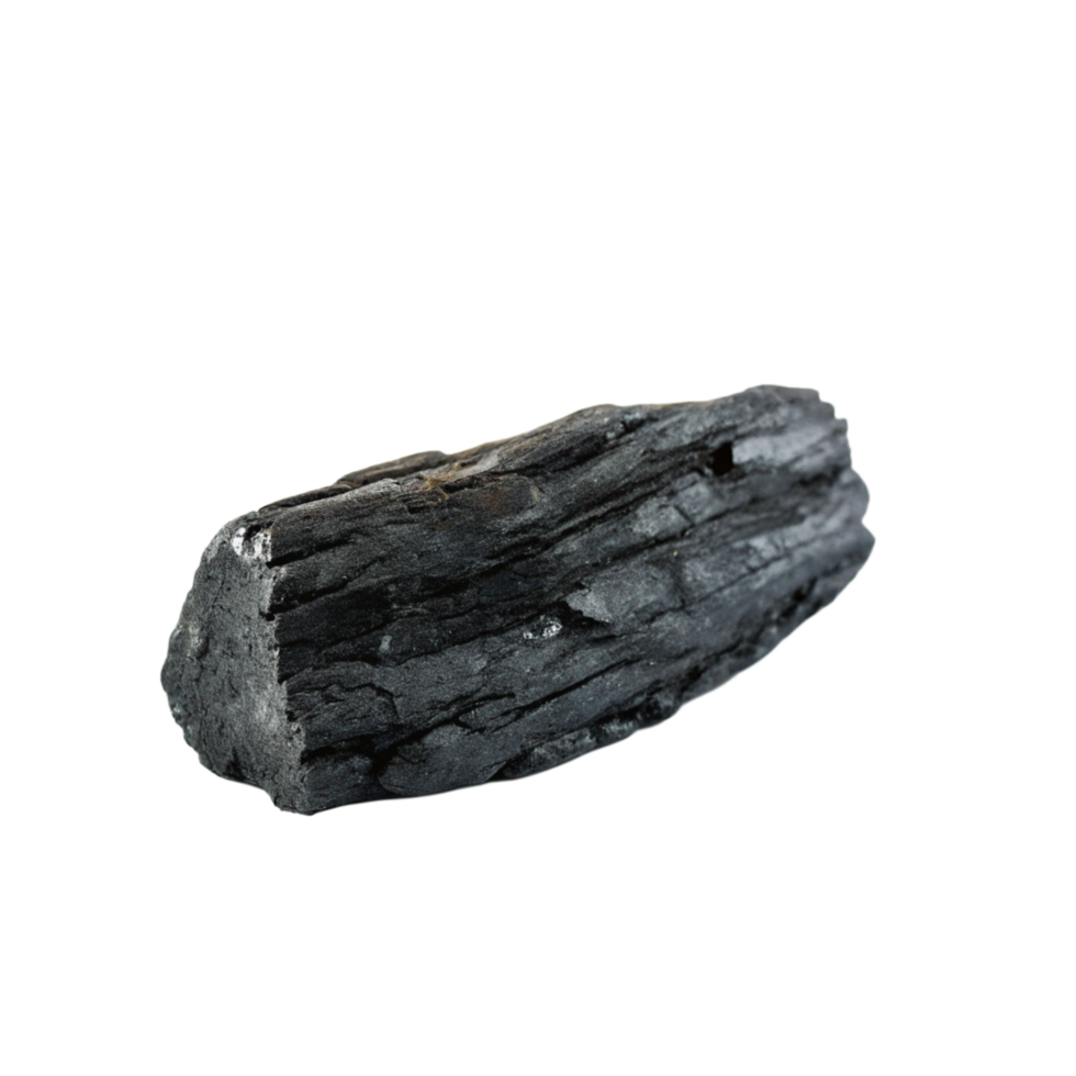 A CloseUp View of a Single Piece of Black Charcoal Against a Black Background png