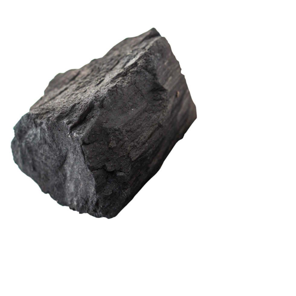 A CloseUp View of a Single Piece of Black Charcoal on a Black Background png