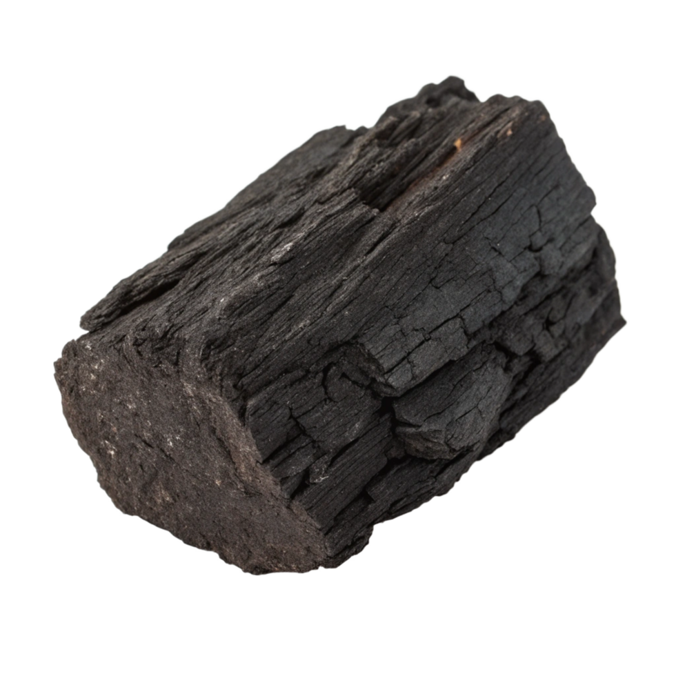 A CloseUp View of a Single Piece of Black Charcoal for Grilling and Smoking png
