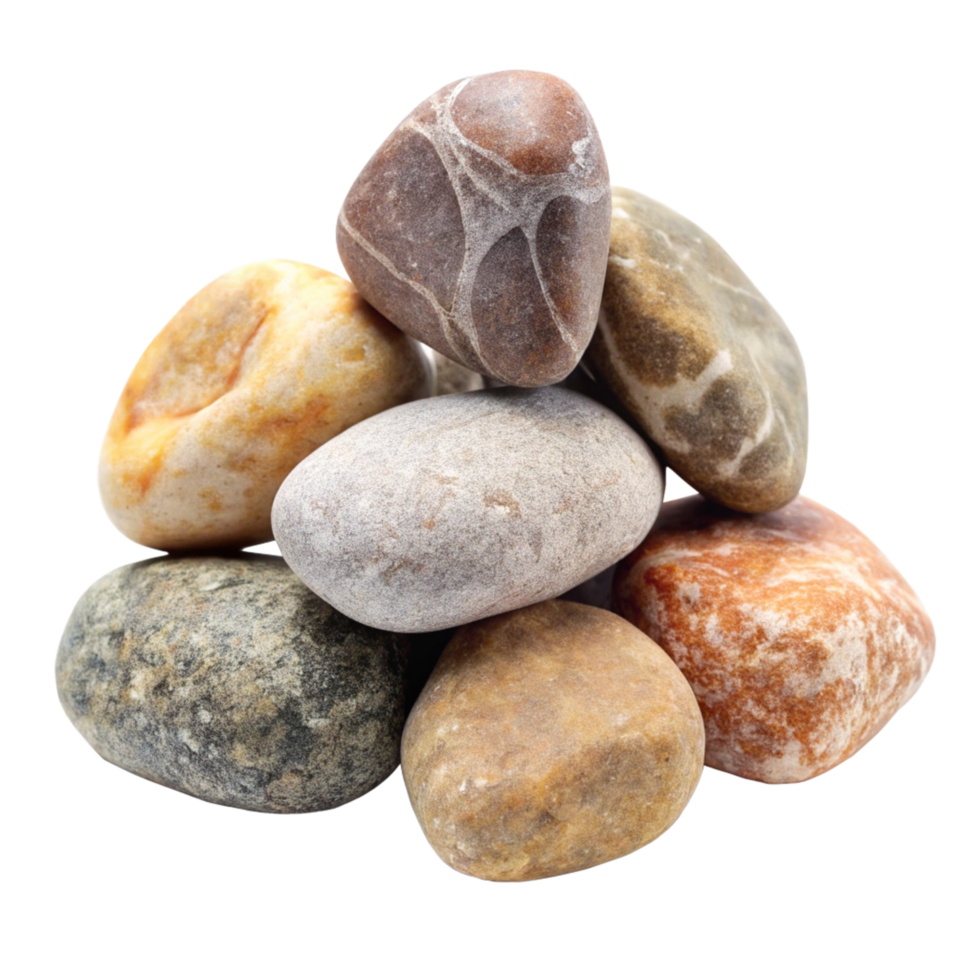 Collection of Smooth River Rocks in a Pyramid Shape png
