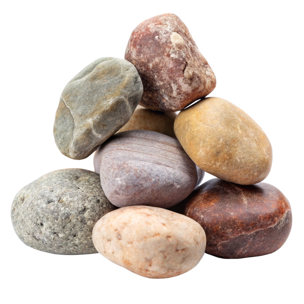 A Collection of Smooth, Colorful Pebbles Arranged in a Pyramid Shape png