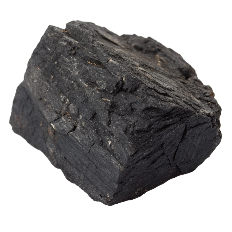 A CloseUp View of a Single Piece of Black Charcoal Rock png