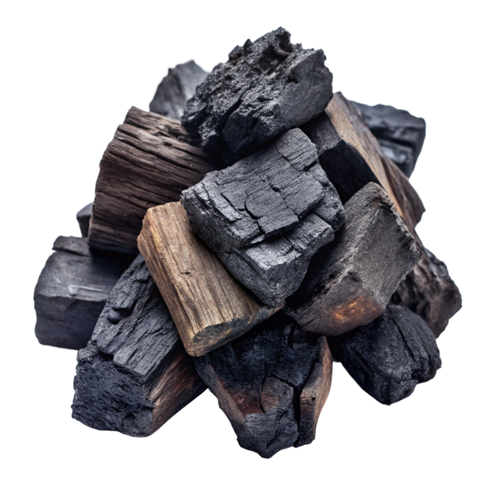 A CloseUp View of a Pile of Charcoal Briquettes Ready for Grilling or Smoking png