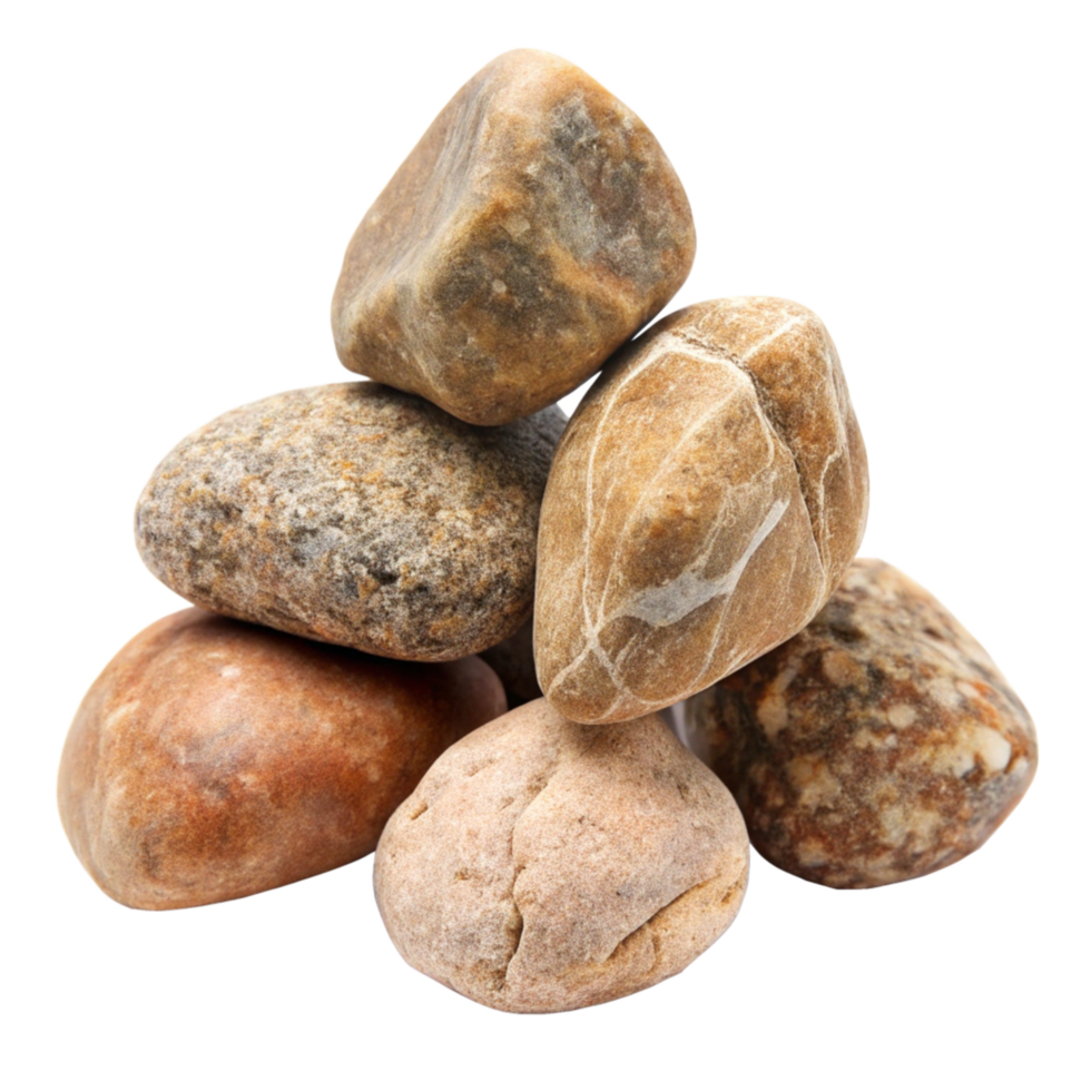 A Collection of Smooth River Rocks in a Pyramid Formation png