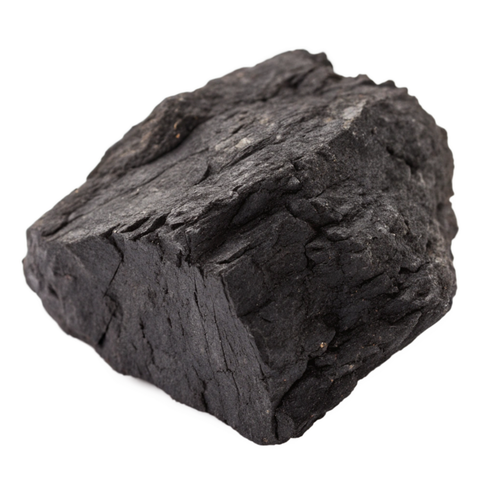 A CloseUp View of a Rough Piece of Black Charcoal with a Rugged Texture png