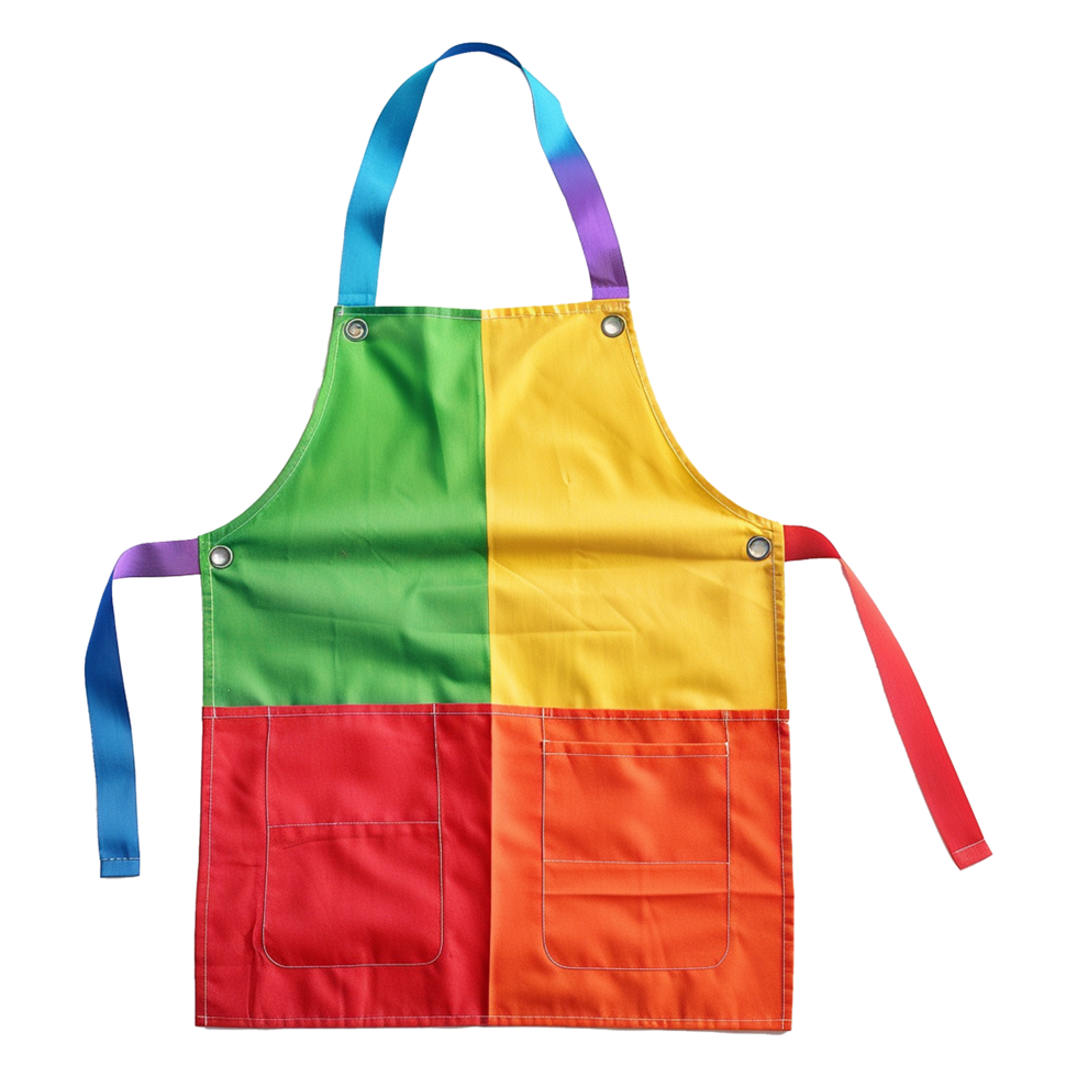 Multicolored Childrens Apron with Pockets for Cooking or Art Class png