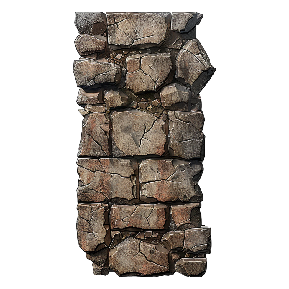 Cracked Stone Wall Texture Seamless Pattern for Game Design and 3D Modeling png