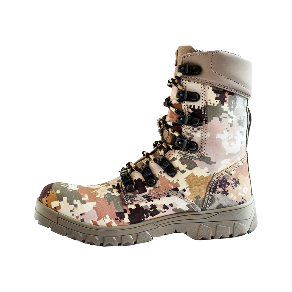 Camouflage Hunting Boots HighTop Tactical Military Style Outdoor Hiking Shoes png
