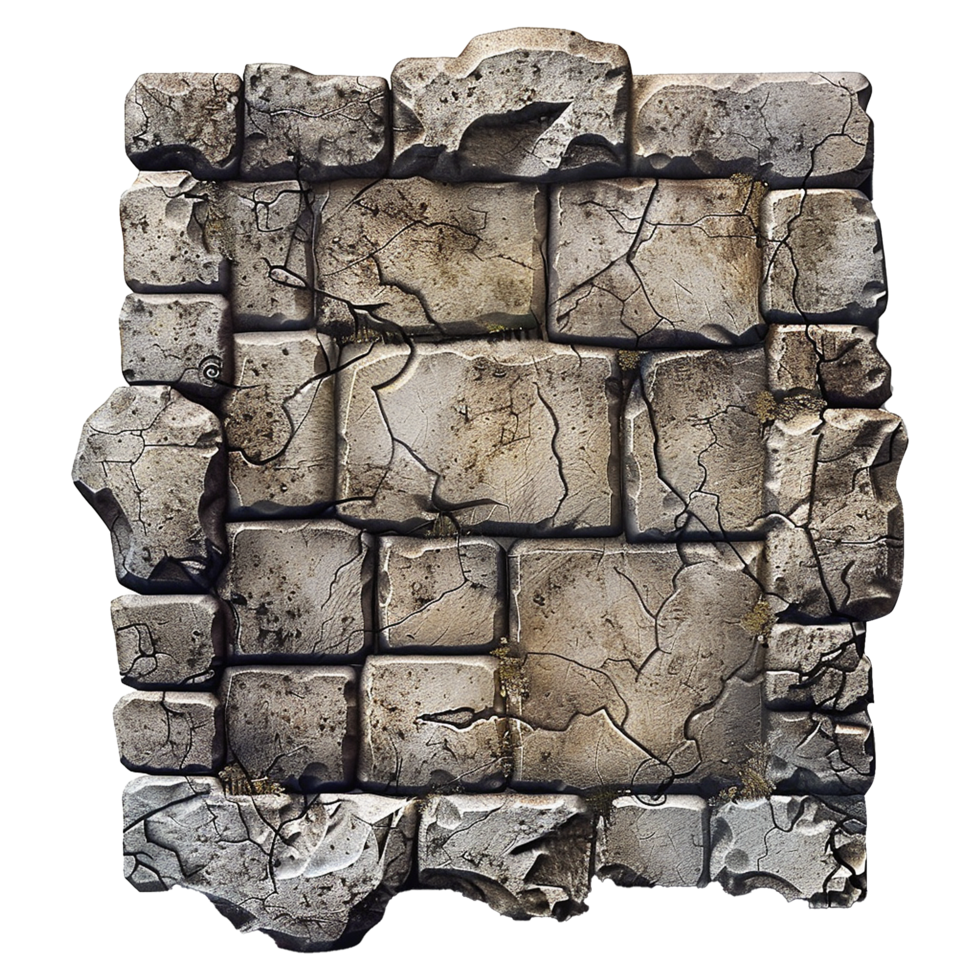 Ancient Cracked Stone Wall Texture Background Image for Game Design png