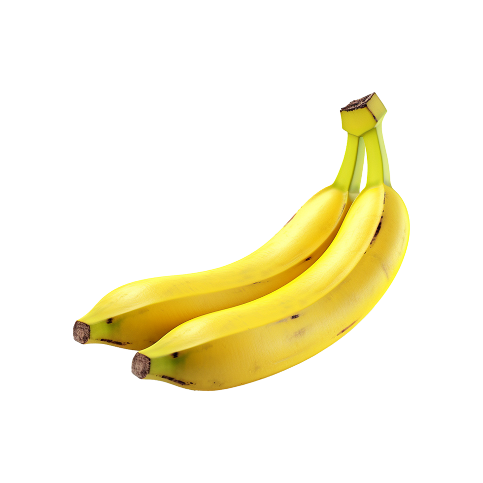 A Closeup Image of Two Ripe Yellow Bananas on a White Background png