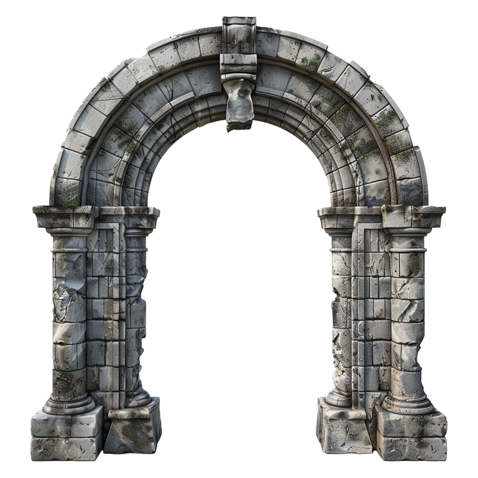 Ancient Stone Archway Ruins Architectural 3D Render Model Design png