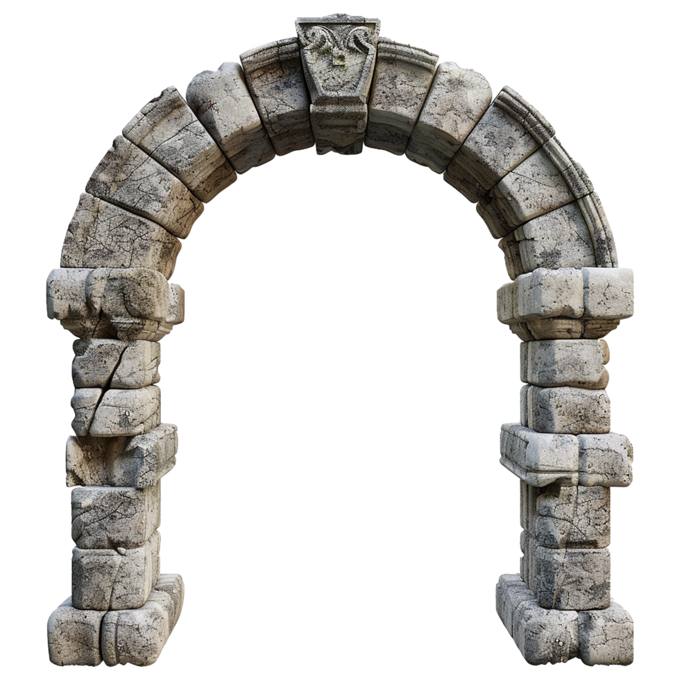 Ancient Stone Archway Entrance Gateway Ruin Structure 3D Render png