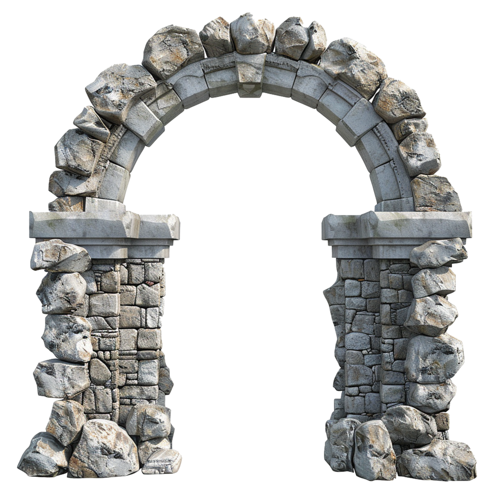 Ancient Stone Archway Ruins Architectural Structure 3D Render png