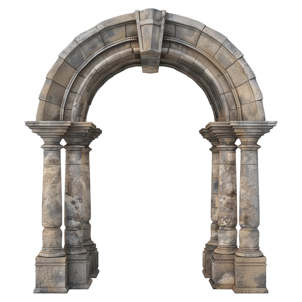 Ancient Roman Style Stone Archway with Pillars Entrance Gateway png