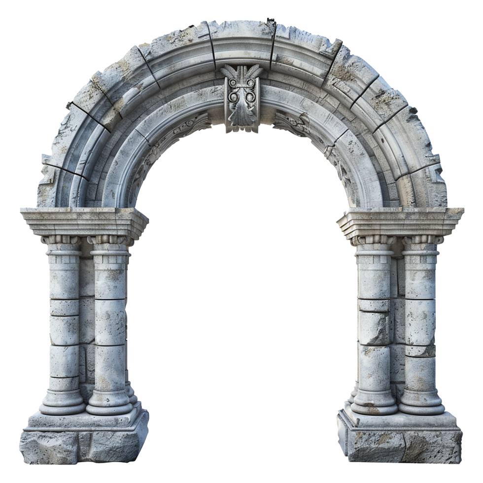 Ancient Roman Archway Stone Entrance Ruin Architectural Structure 3D Render png