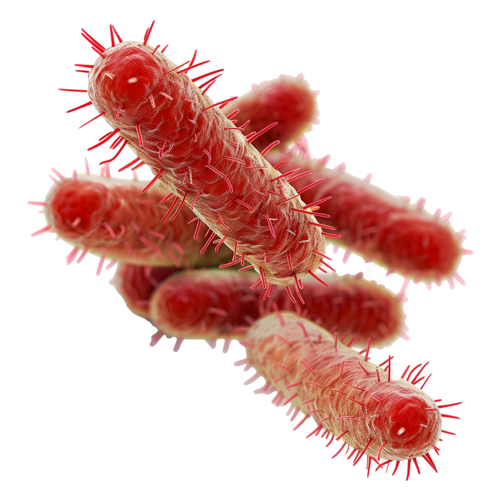Microscopic View of RodShaped Bacteria with Numerous Pili png