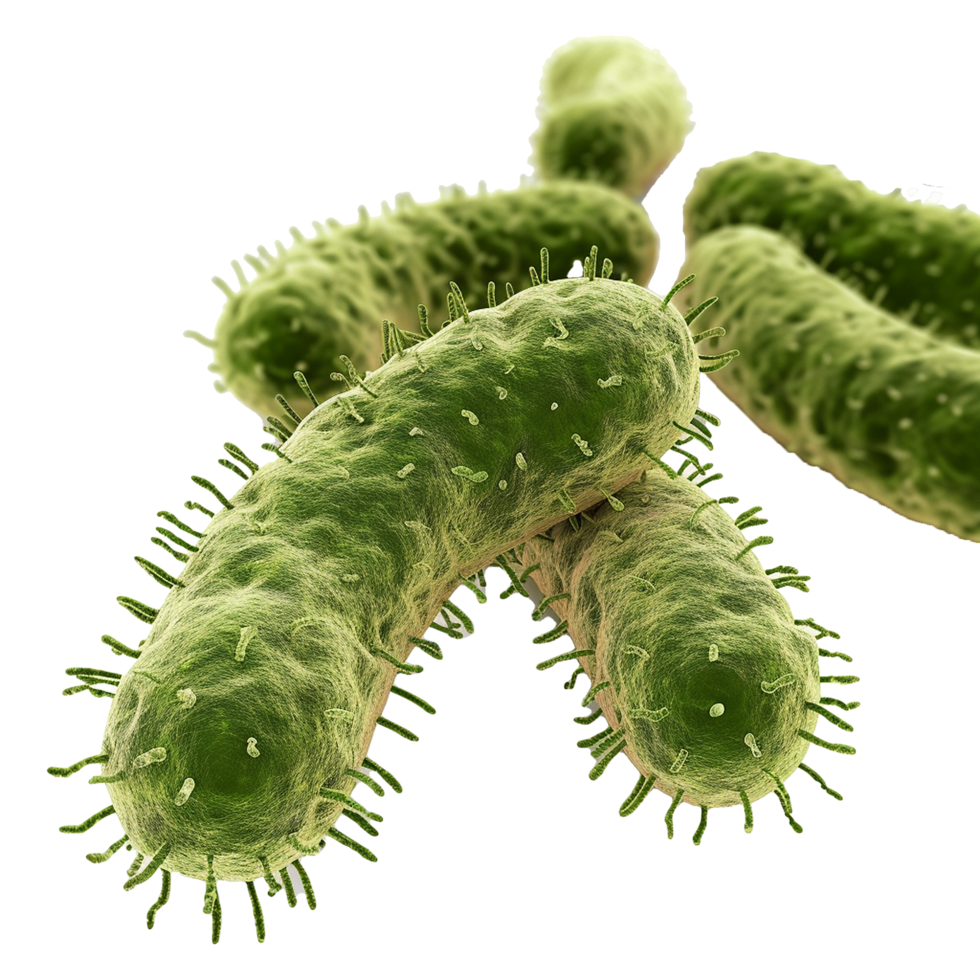 Microscopic View of RodShaped Bacteria with Flagella HighResolution 3D Render png