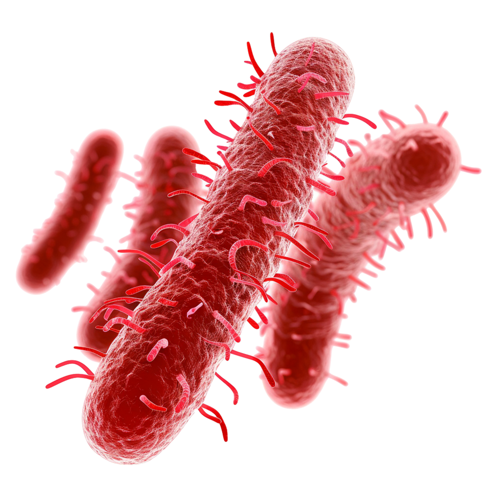 Microscopic View of Rod Shaped Bacteria with Flagella Highly Detailed 3D Render png