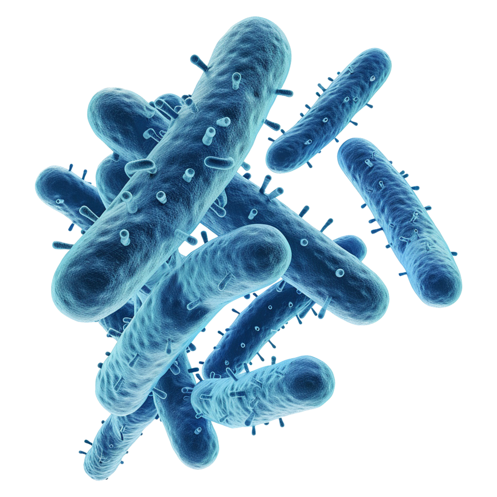 Microscopic View of Rod Shaped Bacteria in a Cluster png