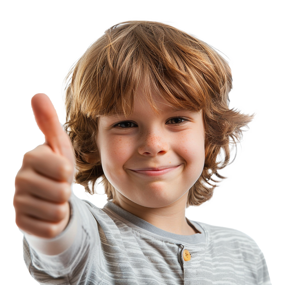 Adorable Freckled Boy Giving Thumbs Up Happy Child Positive Expression png