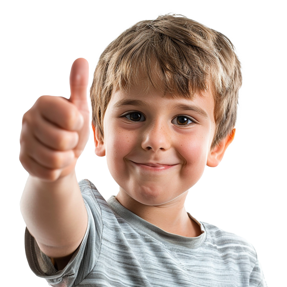 Adorable Young Boy Giving Thumbs Up Positive Gesture Happy Child png
