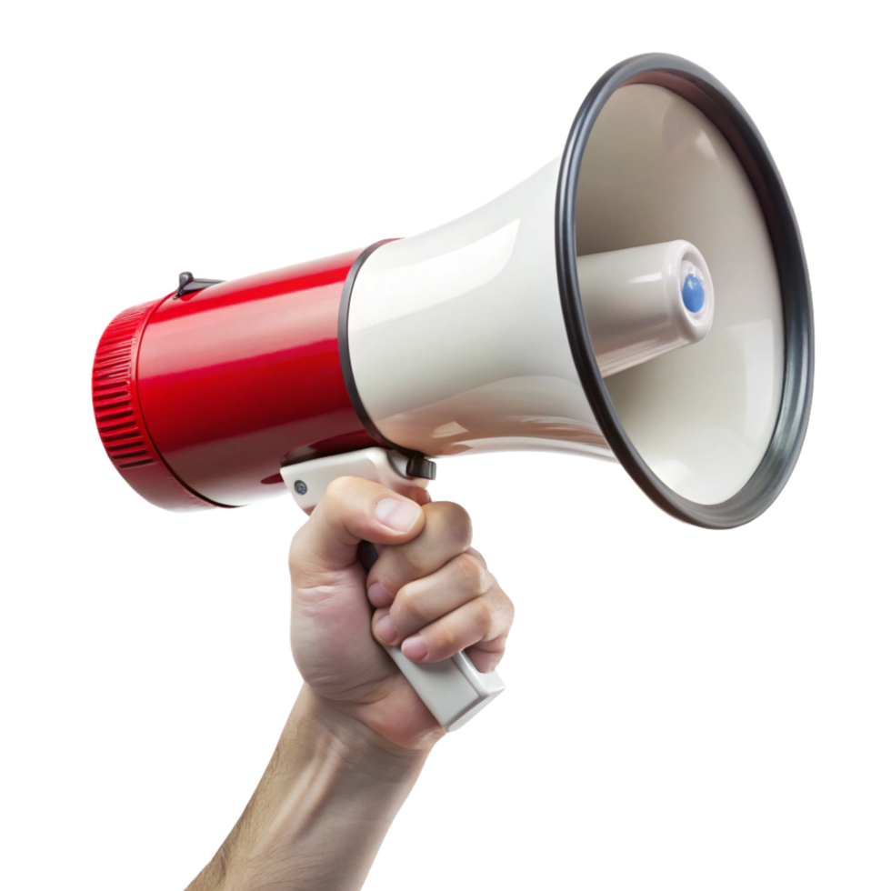 A hand holding a red megaphone png