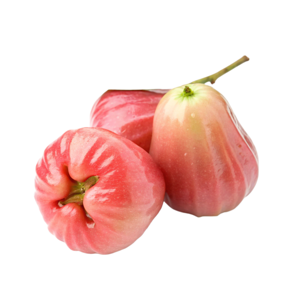 Three Ripe Red Water Apples Isolated on Black Background png